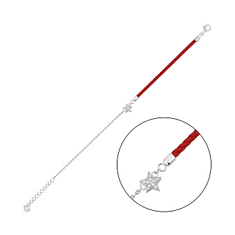 Браслет из шелковой нити и серебра с фианитами (арт. 7309/4980к)