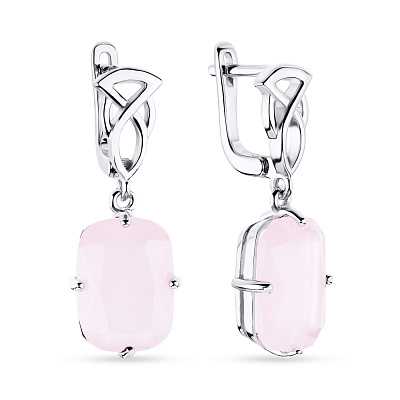 Сережки зі срібла з рожевими фіанітами (арт. 7502/3633црм)
