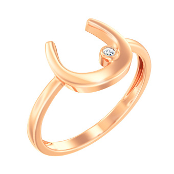 Фото Золота каблучка Підкова з фіанітом (арт. 141068)