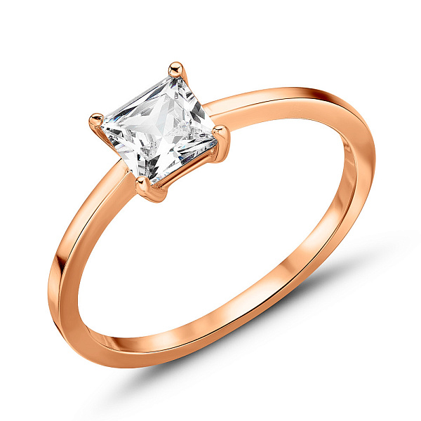 Помолвочное кольцо из красного золота с фианитом (арт. 156095) – изображение 1