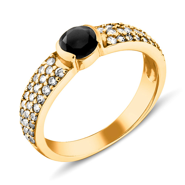 Кольцо из золота с черным фианитом (арт. 140384жч) – изображение 1
