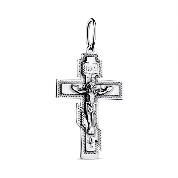 Серебряный нательный крестик с распятием (арт. 7904/3541-ч) – изображение 1