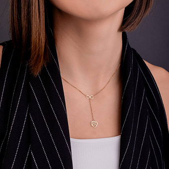 Золотое колье-галстук Сердце (арт. 352590)