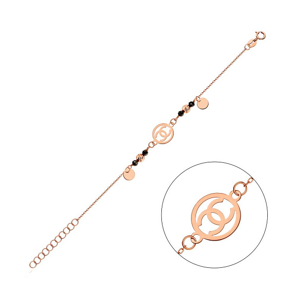 Браслет з червоного золота з оніксом і підвіскою (арт. 325401о) – зображення 1