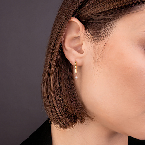 Золотые серьги с жемчугом (арт. 1091275жпрлб) – изображение 3