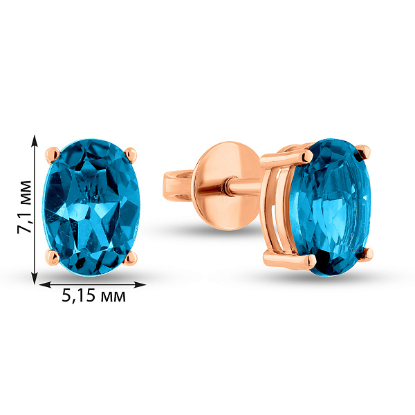Серьги-пусеты из золота с топазом (арт. 111232Пл) – изображение 6