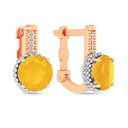 Золоті сережки з жовтим оніксом та фіанітами (арт. 111100ол)