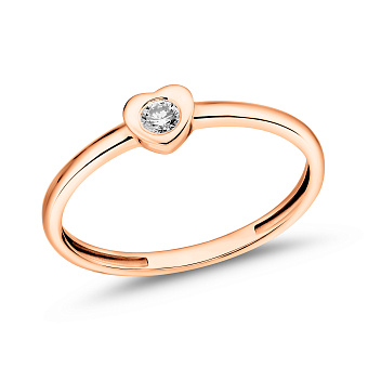 Фото Золота каблучка Серце з діамантом (арт. К011717005)