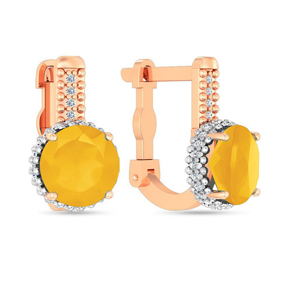 Золоті сережки з жовтим оніксом та фіанітами (арт. 111100ол) – зображення 1