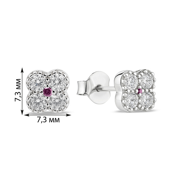 Серебряные пусеты Клевер с альпинитом (арт. 7518/7177амлн) – изображение 2