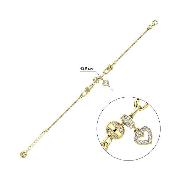 Браслет з жовтого золота з підвіскою і фіанітами (арт. 326084жП1) – зображення 2