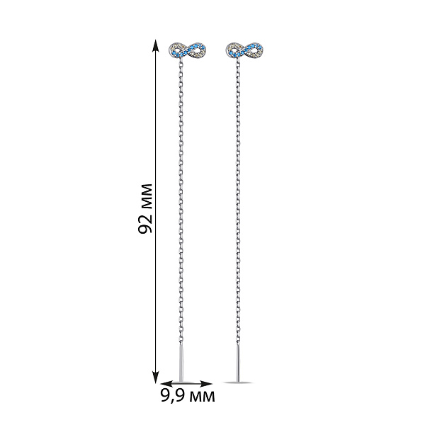 Серьги-протяжки из серебра с альпинитами (арт. 7502/4713аг) – изображение 2