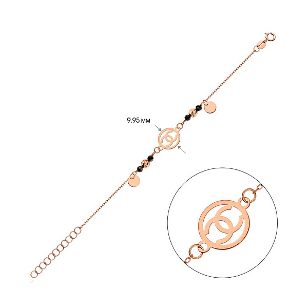 Браслет з червоного золота з оніксом і підвіскою (арт. 325401о) – зображення 4