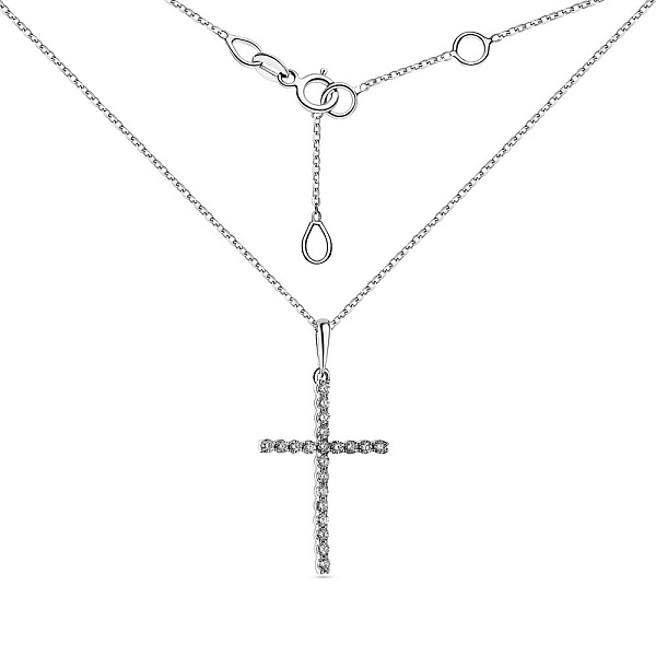 Кольє з білого золота Хрестик з діамантами (арт. Ц341190020б) – зображення 2