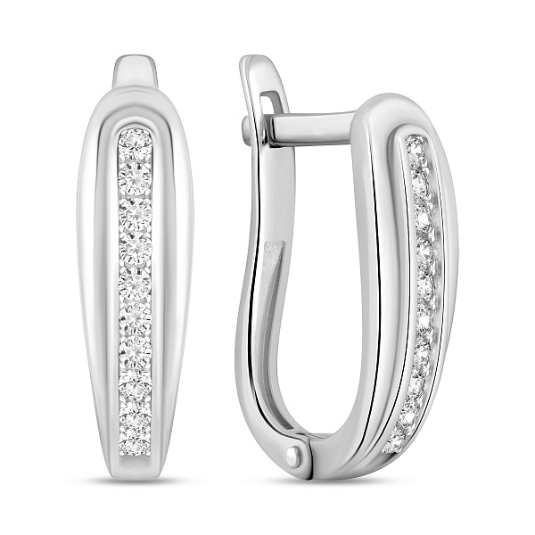 Серьги из белого золота с дорожкой из фианитов (арт. 110535б) – изображение 1