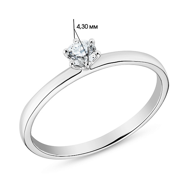 Помолвочное кольцо из белого золота с бриллиантом (арт. К341230010б) – изображение 2