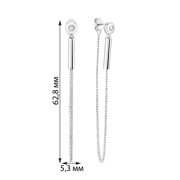 Золотые серьги-подвески с фианитом (арт. 108307б) – изображение 2