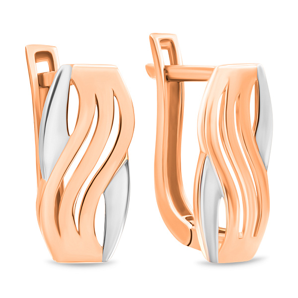 Серьги из красного и белого золота без камней (арт. 106248кб) – изображение 1