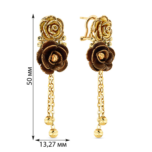 Сережки Francelli из комбинированного золота (арт. 105689жкр) – изображение 3