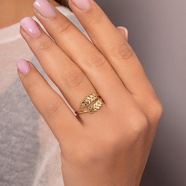 Незамкнутое кольцо Колосок из желтого золота (арт. 141166ж) – изображение 3