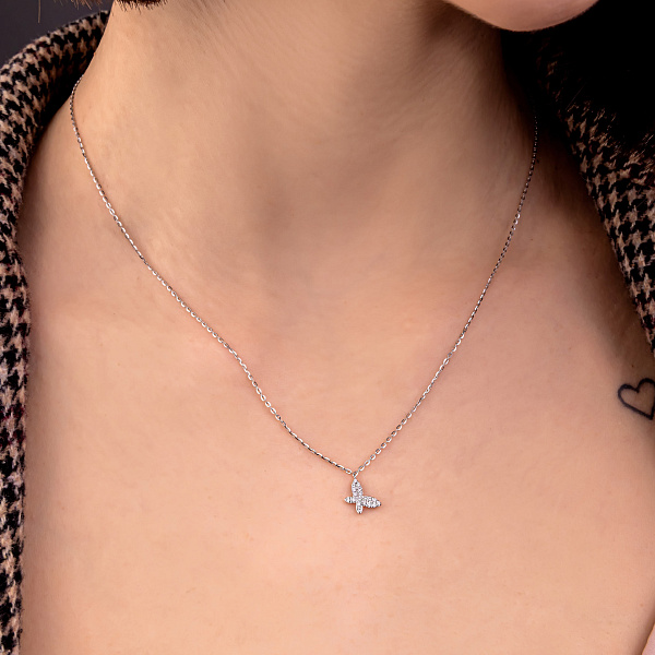 Золоте кольє Метелик з діамантами (арт. Ц341354005б) – зображення 3