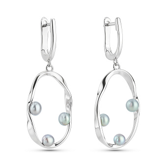 Серебряные серьги с жемчугом (арт. 7502/2128762жср)