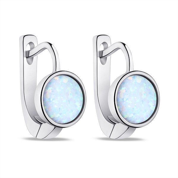 Серебряные серьги с белым опалом (арт. 7502/3814Поб) – изображение 1