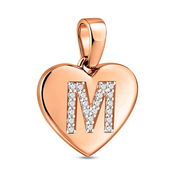 Золотий кулон Літера М з фіанітами (арт. 440986) – зображення 1