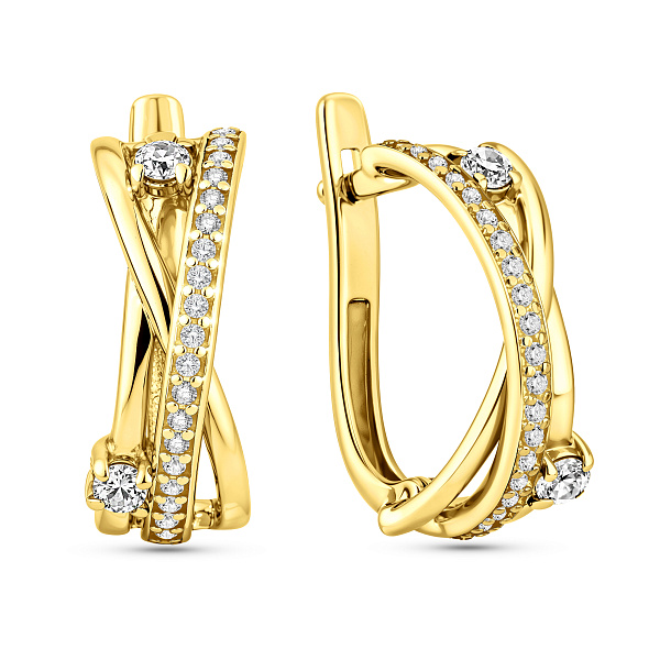 Сережки Синергія з жовтого золота з фіанітами (арт. 110179ж) – зображення 1