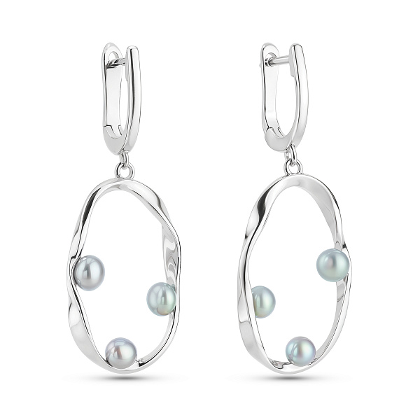 Серебряные серьги с жемчугом (арт. 7502/2128762жср) – изображение 1
