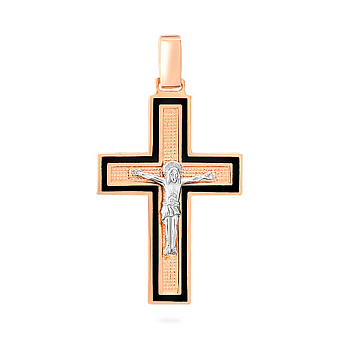 Золотой крестик с распятием и эмалью (арт. 505014ч)