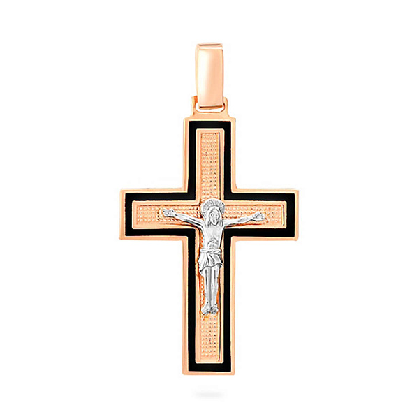 Золотой крестик с распятием и эмалью (арт. 505014ч) – изображение 1