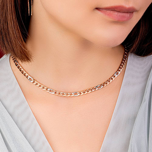 Цепочка из красного и белого золота плетения Панцирное фантазийное (арт. 352454кб) – изображение 5