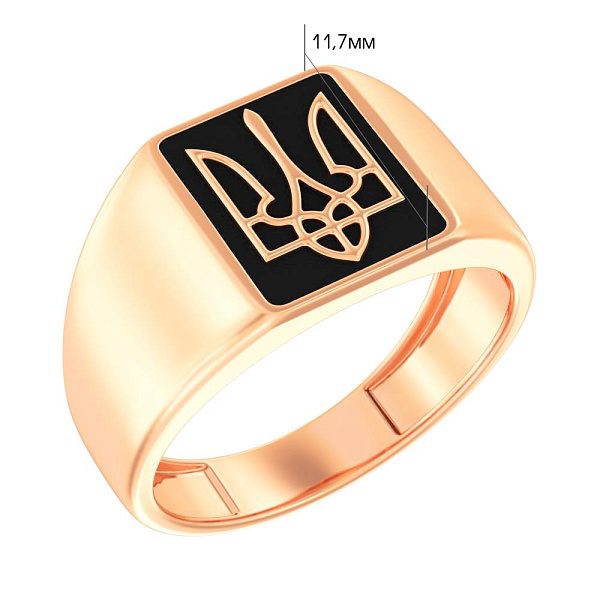 Печатка из красного золота Трезубец-Герб Украины с эмалью (арт. 170084ч) – изображение 4