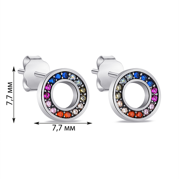 Серьги-пусеты из серебра с цветными альпинитами (арт. 7518/С2ФЦ/1553) – изображение 2