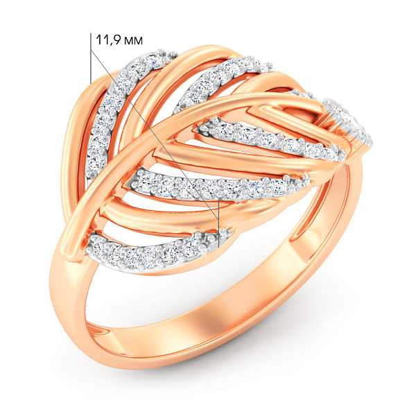 Каблучка з червоного золота з фіанітами (арт. 141336) – зображення 5