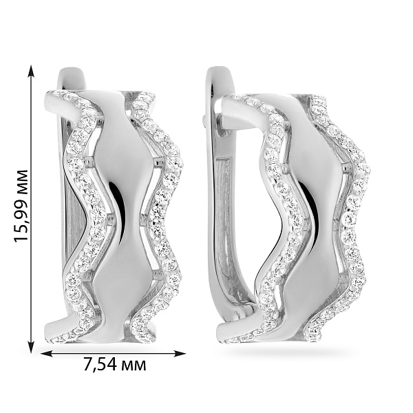 Сережки з фіанітами з білого золота (арт. 115000б) – зображення 2