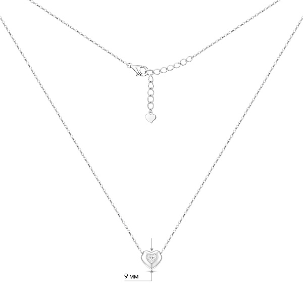 Серебряное колье с подвеской сердце с фианитом (арт. 7507/2522) – изображение 3