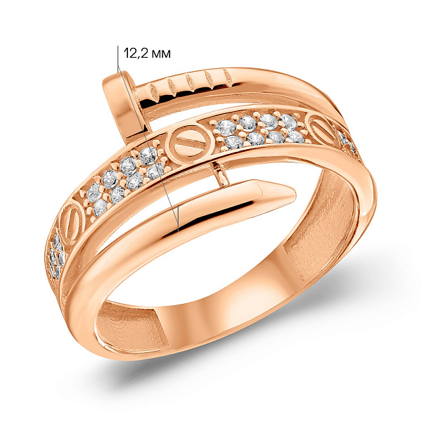 Золотое кольцо Гвоздь с фианитами (арт. 156365) – изображение 2
