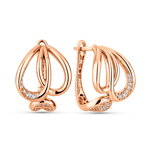 Серьги из красного золота с фианитами (арт. 1092177) – изображение 1