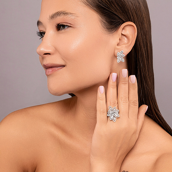 Кольцо из белого золота с бриллиантами (арт. К28158100б) – изображение 4