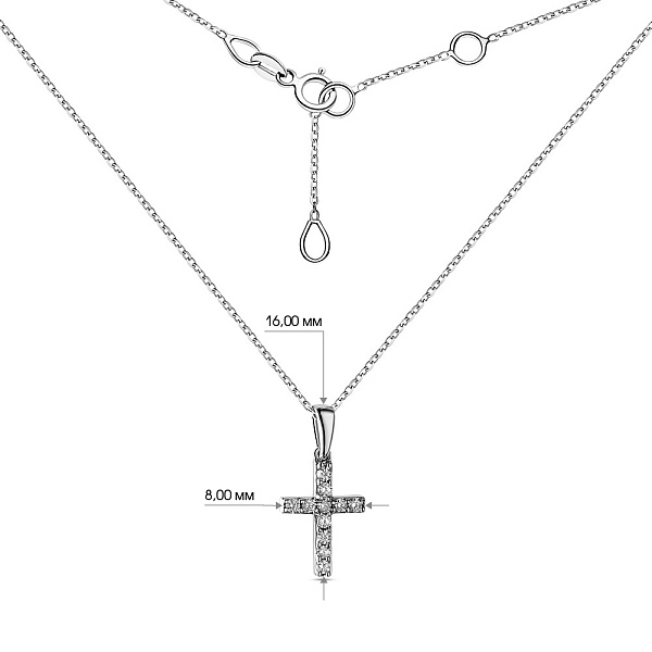 Кольє з хрестиком з білого золота з діамантами (арт. Ц341084010б) – зображення 4