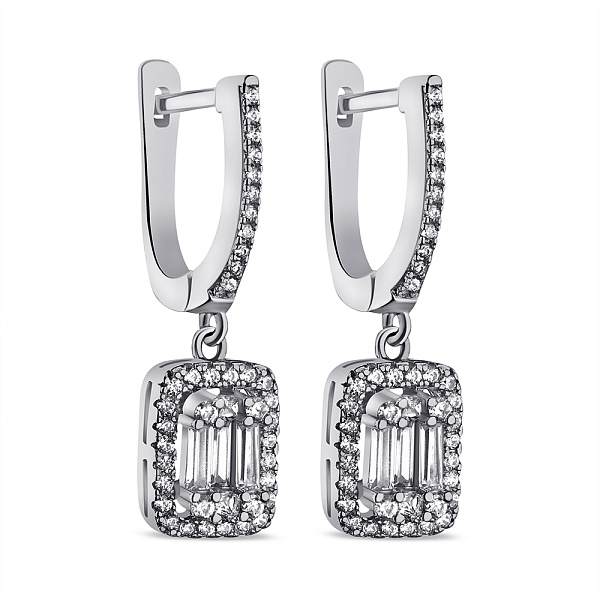 Срібні сережки-підвіски з фіанітами (арт. 7502/4764) – зображення 1