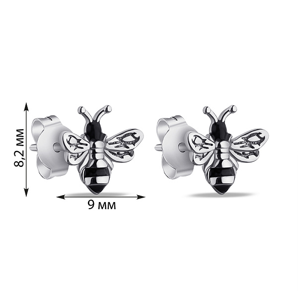 Серьги-пусеты из серебра Пчелки (арт. 7518/С2Ч/1240еч) – изображение 2