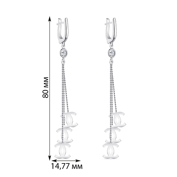 Сережки-підвіски з фіанітами зі срібла (арт. 7502/4185) – зображення 2