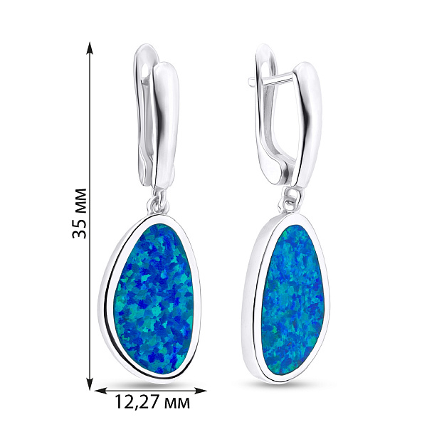 Серьги подвески с опалом из серебра (арт. 7502/3426Пос) – изображение 2