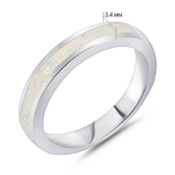 Серебряное кольцо с белым опалом (арт. 7501/8166Поб) – изображение 2