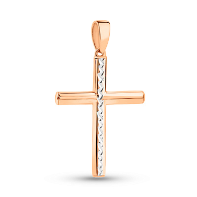 Крестик из красного золота с алмазной гранью (арт. 440887а)