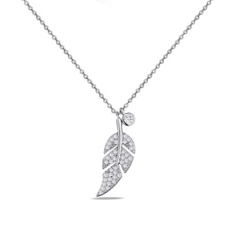 Серебряное колье "Листик" с россыпью фианитов (арт. 7507/1529)