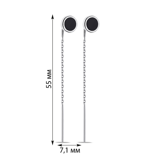 Серебряные серьги-протяжки с ониксом (арт. 7502/603осю) – изображение 2